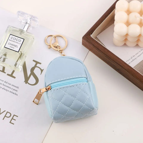 Mini Backpack Cosmetic Bag Keychain PU Leather Lipstick Holder