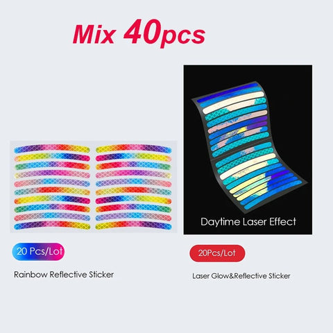 Bicycle Reflective Sticker for Bike Wheels Rainbow pack of 10