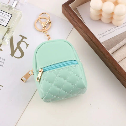 Mini Backpack Cosmetic Bag Keychain PU Leather Lipstick Holder
