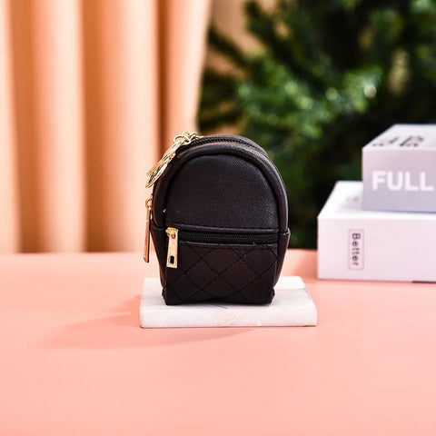 Mini Backpack Cosmetic Bag Keychain PU Leather Lipstick Holder