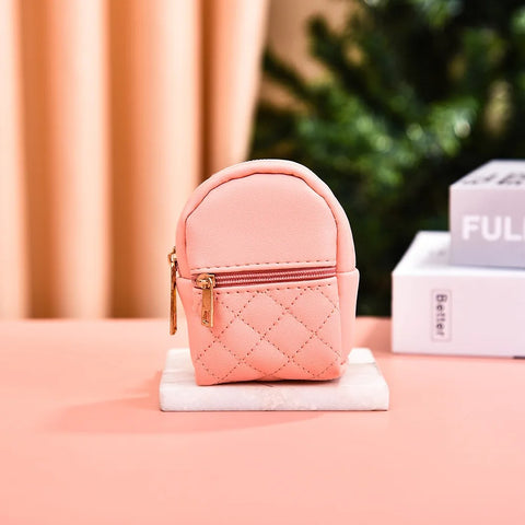 Mini Backpack Cosmetic Bag Keychain PU Leather Lipstick Holder