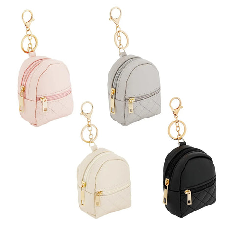 Mini Backpack Cosmetic Bag Keychain PU Leather Lipstick Holder