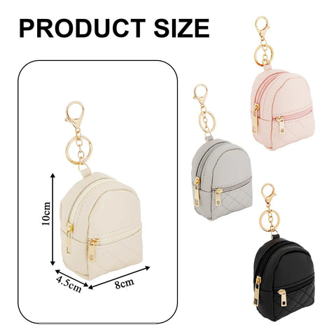 Mini Backpack Cosmetic Bag Keychain PU Leather Lipstick Holder