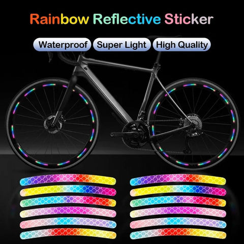 Bicycle Reflective Sticker for Bike Wheels Rainbow pack of 10