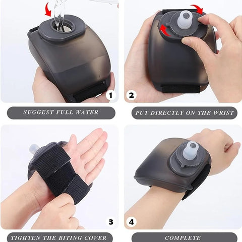 200ML Wrist Water Bottle Silicone Soft Flask Kettle Holder Hydration Pack