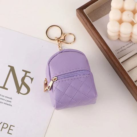 Mini Backpack Cosmetic Bag Keychain PU Leather Lipstick Holder