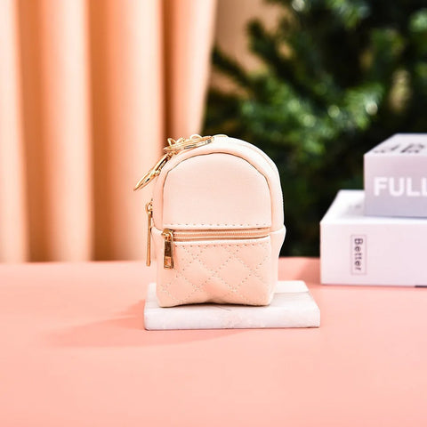 Mini Backpack Cosmetic Bag Keychain PU Leather Lipstick Holder